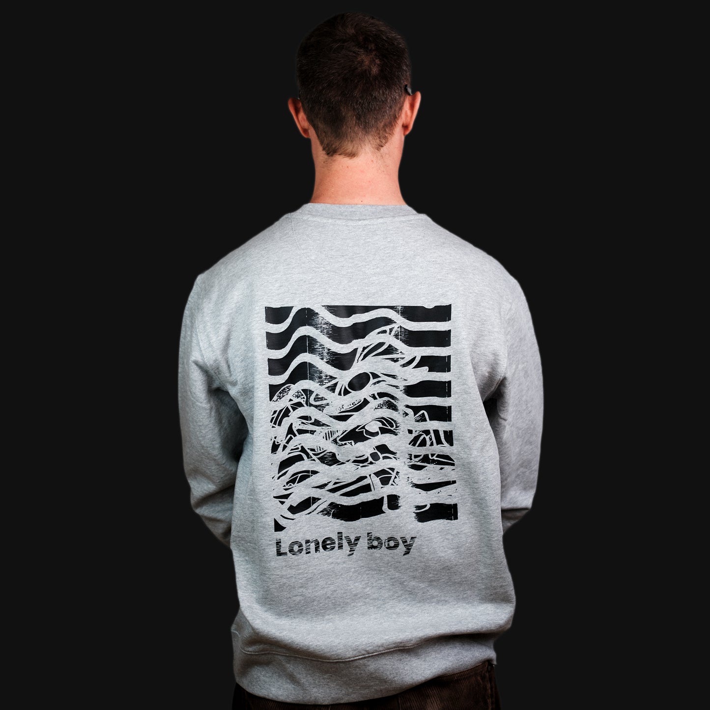 Lonley Boy - Kunstdruck auf Sweatshirt (Grau)