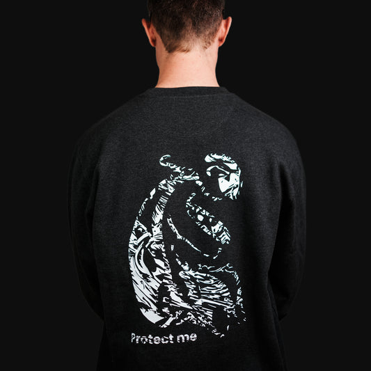 Protect me - Kunstdruck auf Sweatshirt (Heather Grey)