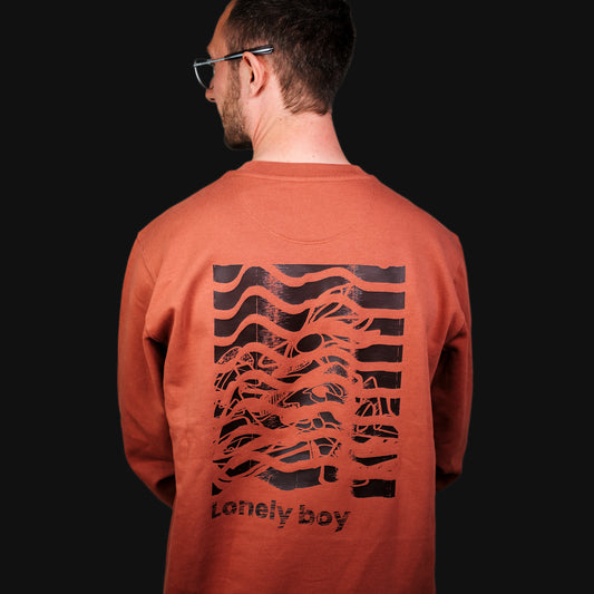 Lonley Boy - Kunstdruck auf Sweatshirt (Rot)