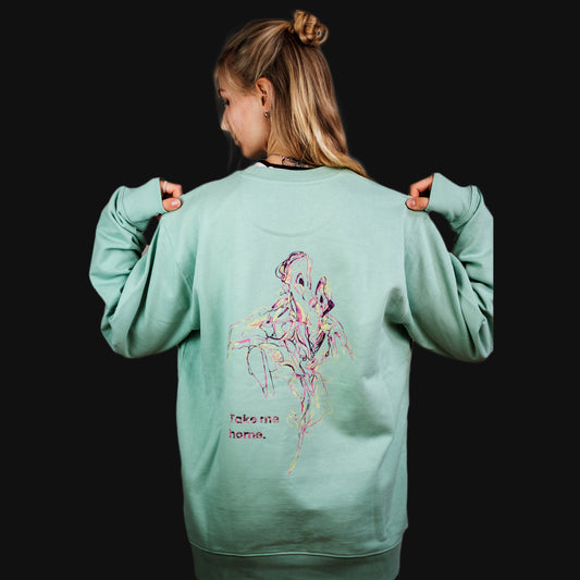 Take me home - Kunstdruck auf Sweatshirt (Türkis)